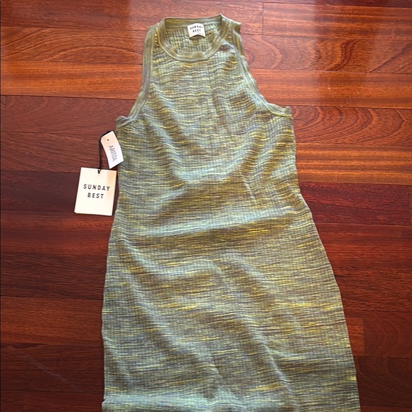 Aritzia| Sunday Best Green Sheath Midi Dress Halter Sleeveless - Picture 2 of 5
